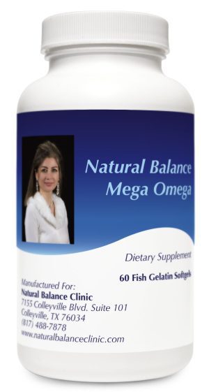 A bottle of natural balance mega omega fish gelatin