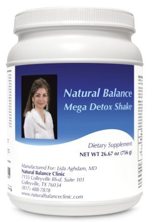 A bottle of natural balance mega detox shake
