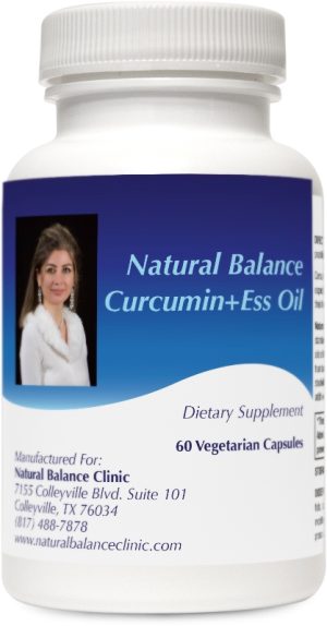 A bottle of curcumin and ess oil