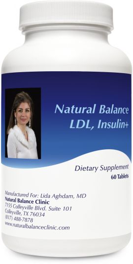 A bottle of natural balance ldl insulin plus